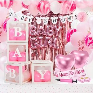 Pink Baby Shower Decorations for Girl - All-in-One inclusive JUMBO Decor Set